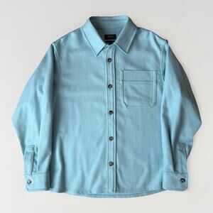 APC Wool Over Shirt Large Blue Teal Long Sleeve Button Up Workwear New York